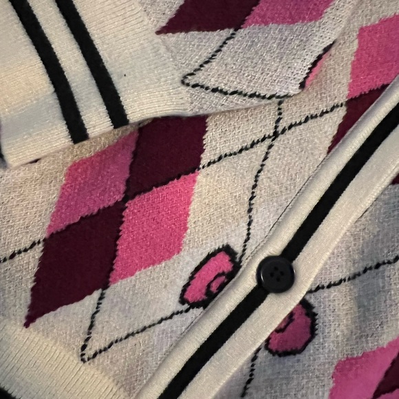 💕Hello Kitty & Friends Argyle Cardigan w/ cotton bottle set / Sweater size M - Picture 5 of 16